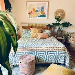 Peking Sky Blue Hypnotic Quilt Set By Jungalow®