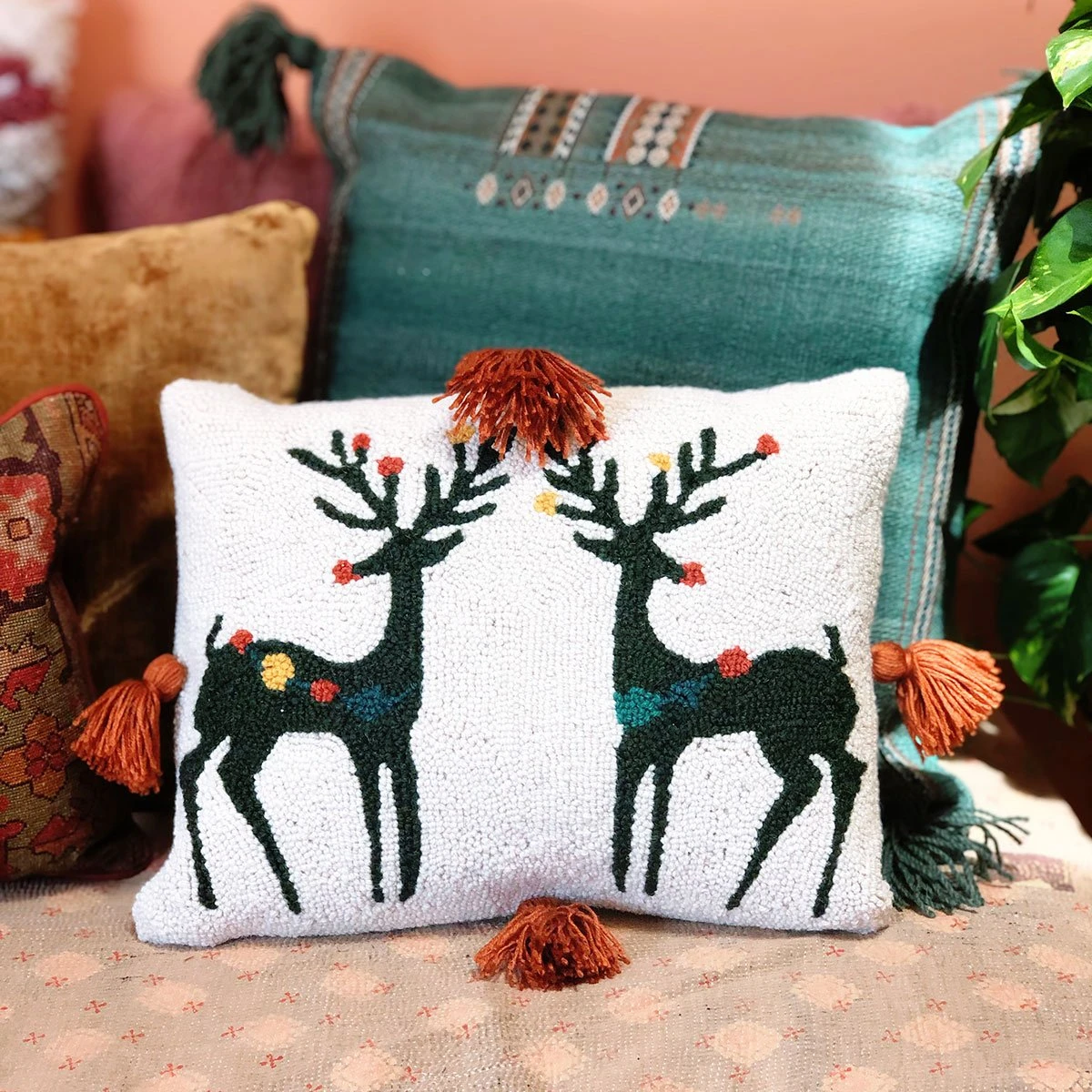 Peking Reindeer Games Hook Pillow By Jungalow® Hook Pillows 4 Peking Reindeer Games Hook Pillow By Jungalow® Hook Pillows