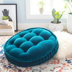 Surya Teal Cotton Velvet Floor Pillow All Pillows