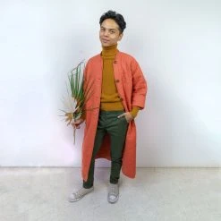 Peking Hamsa Quilted Coat In Coral By Jungalow®