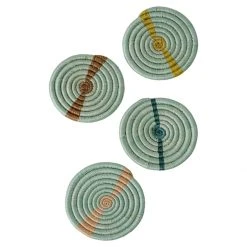 AAA Seafoam Raffia Coasters Tabletop + Kitchen