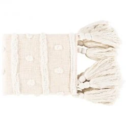 Surya Cream Shag Throw Blanket