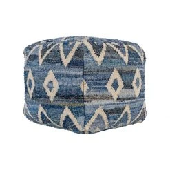 Surya Indigo Stitched Pouf All Stools, Poufs + Side Tables
