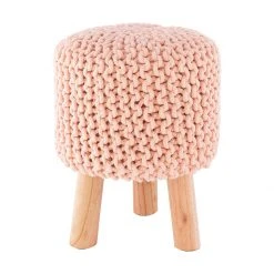 Surya Knit Pink Stool