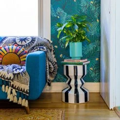 Jungalow® All Stools, Poufs + Side Tables Black Stripe Mali Zig Zag Stool By Justina Blakeney™