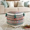 Surya All Stools, Poufs + Side Tables Colorful Embroidered Tassel Pouf 2 Surya All Stools, Poufs + Side Tables Colorful Embroidered Tassel Pouf