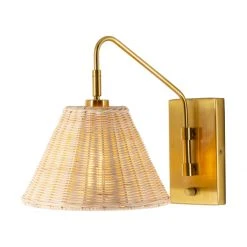 Surya All Lighting Rattan + Gold Sconce