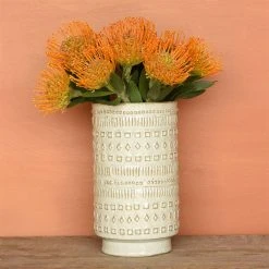 HomArt Embossed Ceramic Vase New