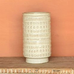 HomArt Embossed Ceramic Vase New